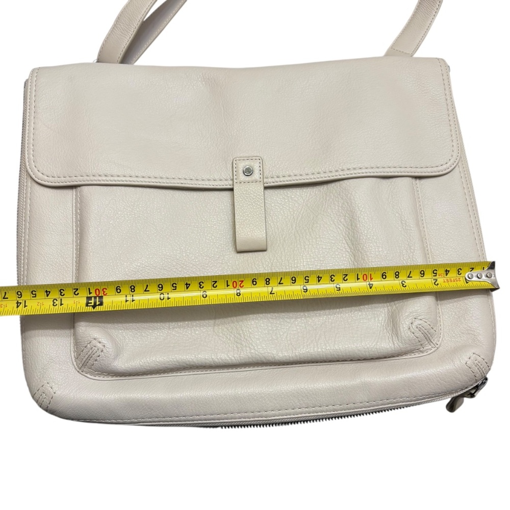 Levenger white leather messenger briefcase laptop bag - Picture 11 of 16